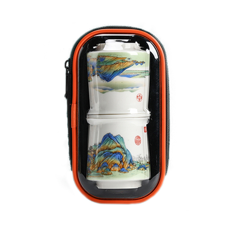 Bộ dụng cụ trà du lịch di động bằng gốm sứ ba mảnh cốc khách hàng gia dụng cốc pha trà lọc ngoài trời