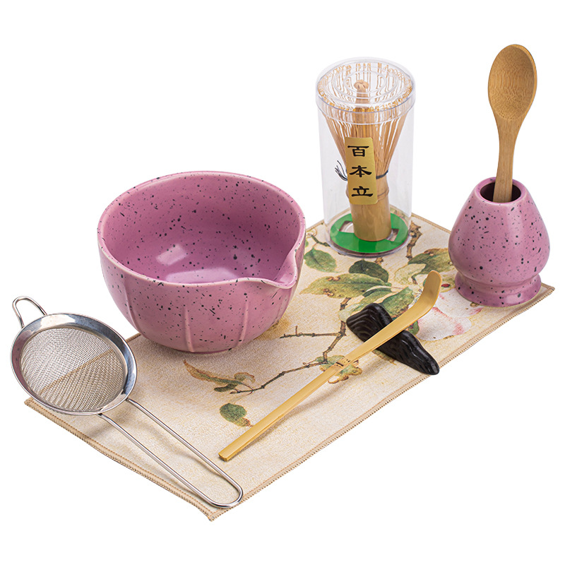 Bộ bốn món Matcha chấm mực tím thơm bằng sứ bát trà Matcha chén trà Baibenli Matcha chén trà đứng