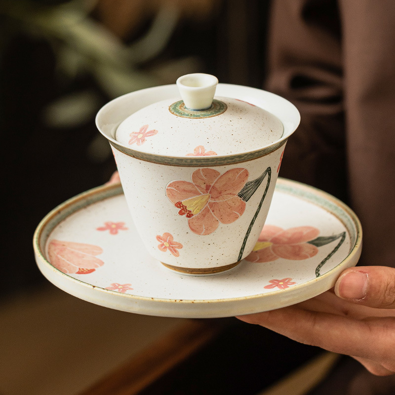 Bát hai nắp cao cấp, bát trà hoa chuông có nắp, cốc trà kungfu gia dụng chống bỏng dung tích lớn