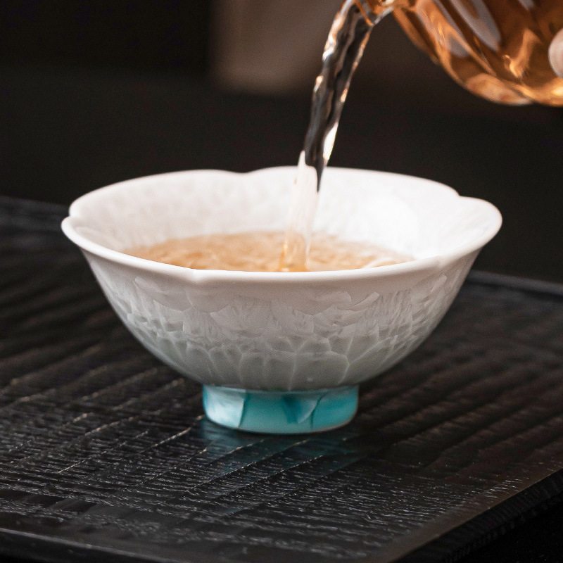 Cốc trà cao cấp tráng men pha lê cốc chủ nhân cốc hoa hồ xanh bộ trà gốm sứ gia dụng cốc trà cốc trà cốc đơn