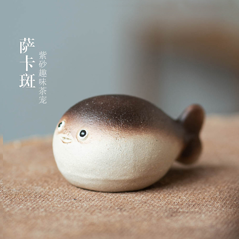 Đồ trang trí rùa đốm Saka thú cưng trà cát tím Nghi Hưng có thể nuôi trà thủ công, bàn trà, gốm sứ trà đạo xung quanh nhà