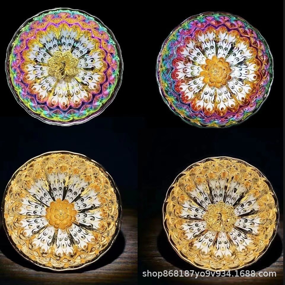 Tik Tok Open Kiln Hot Phong cách Chủ nhân Cốc trà Cốc trà Jianzhan Cốc trà Chén hoa sen Hoa nở phú quý tất cả bạc hoa sen