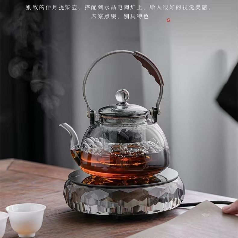Bộ bếp nấu trà pha lê bếp gốm điện ấm thủy tinh chịu nhiệt cao Ấm đun nước gia dụng dụng cụ nấu trà không ồn bếp nấu trà