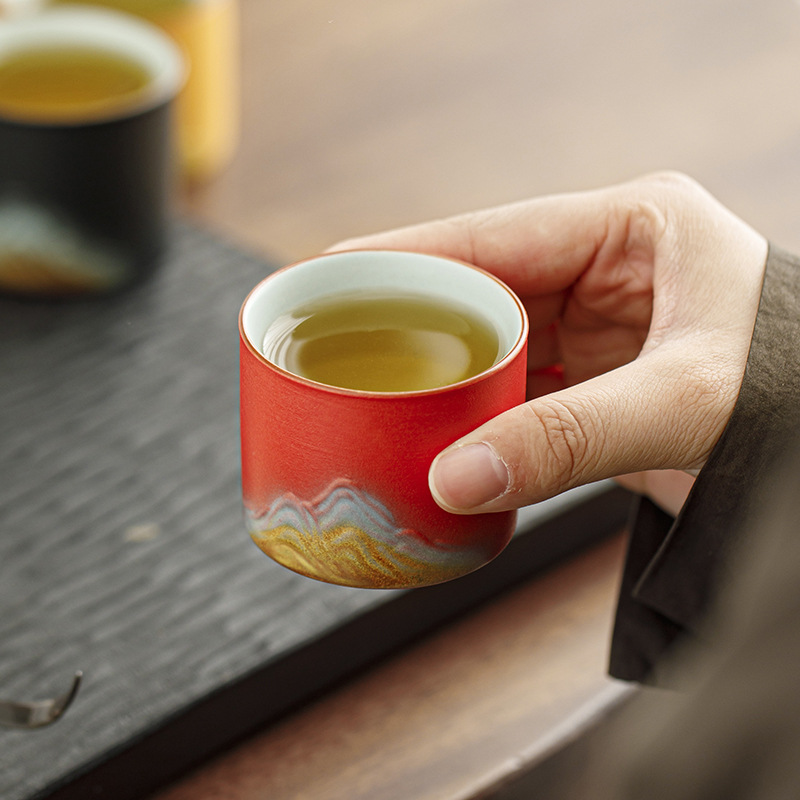 Guochao Thousand Miles Jiangshan Gốm sứ Master Cup Gradient Gốm sứ Hộp quà lưu niệm Bán buôn Yuanshan Bộ ấm chén văn hóa và sáng tạo