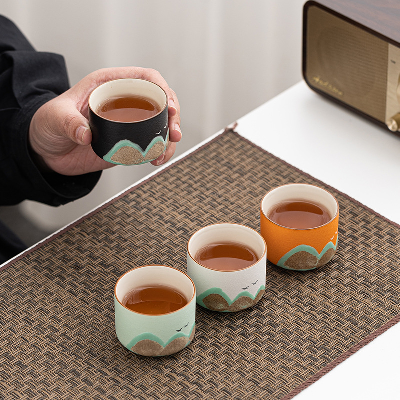 Bộ ấm chén trà gốm sứ văn hóa sáng tạo, Wanli Shanhe, quà tặng sinh nhật cho người lớn tuổi, cha mẹ, con trai con gái, quà lưu niệm