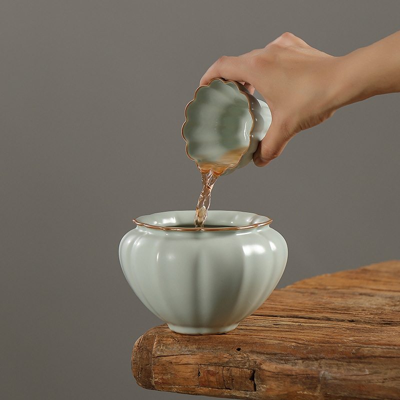 Đồ sứ vĩnh cửu, bình rửa trà lò Ru, bát đựng nước Jianshui, bát đựng đồ gia dụng, cốc mở gốm sứ, phụ kiện bộ trà Kung Fu