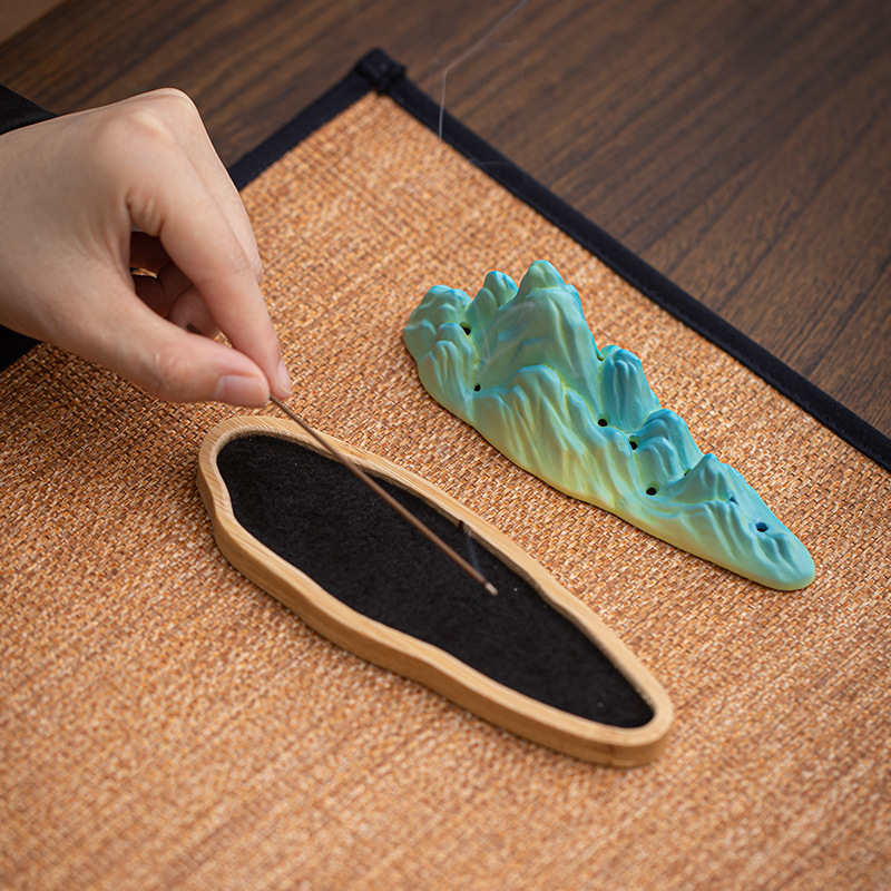 Đồ trang trí gia dụng cho phòng khách chỉ Lư Hương xanh kiểu Trung Quốc