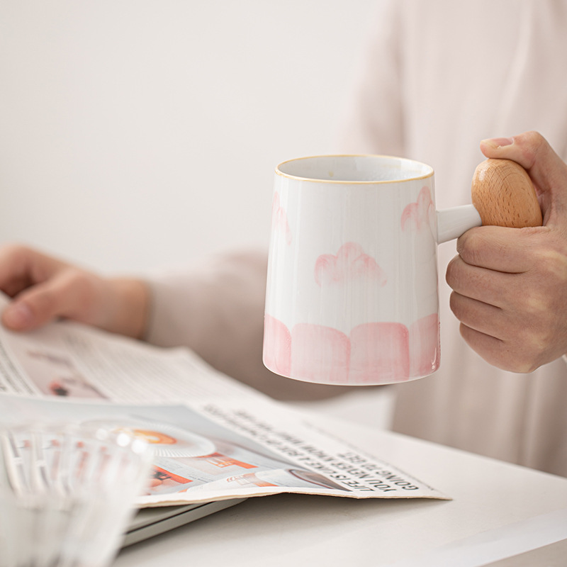 Cốc pha cà phê bằng tay gốm sứ đơn giản có khay lọc bộ ba chiếc cốc uống trà chiều văn phòng gia dụng cốc mug