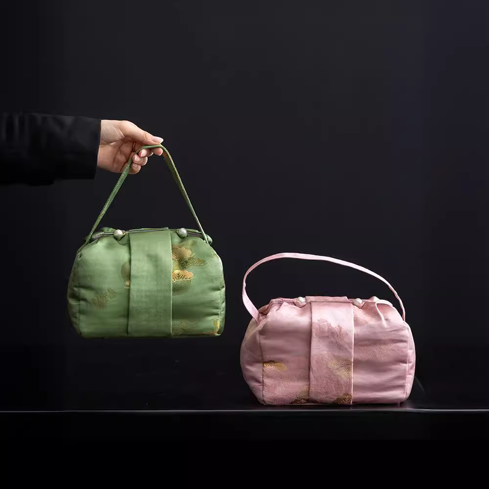 Túi đựng trà một ấm hai cốc túi đựng trà túi đựng trà bộ trà du lịch ngoài trời bộ bát có nắp gia dụng xách tay