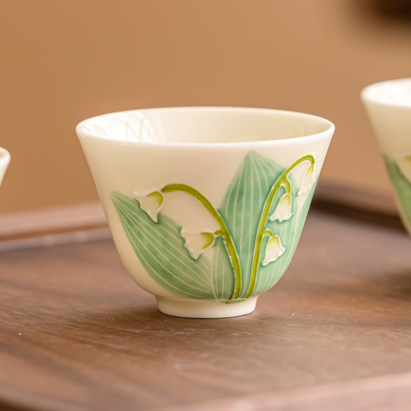Vẽ tay ngọc lan cốc Ruyi gốm sứ tách trà Kung Fu cốc chủ sở hữu bộ trà gia dụng tách trà nhỏ cốc đơn