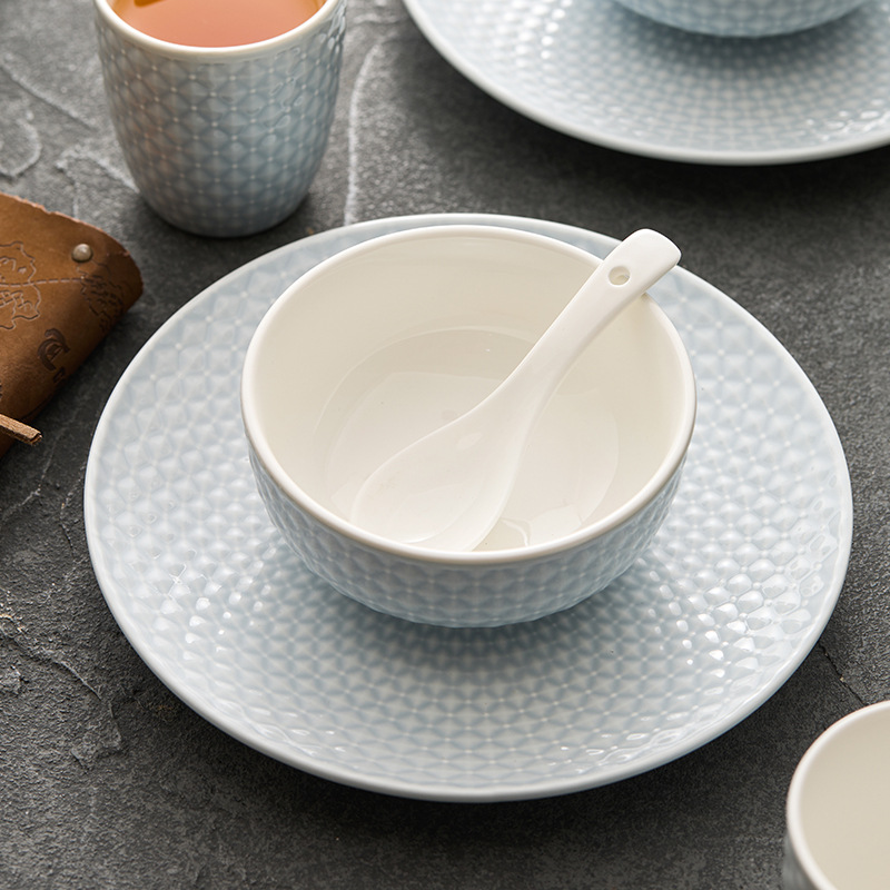 Bộ bát đĩa gốm sứ bốn mảnh, bộ bát đĩa dùng cho một người dùng trong gia đình, bộ đồ ăn khách sạn, bộ đồ ăn thương mại