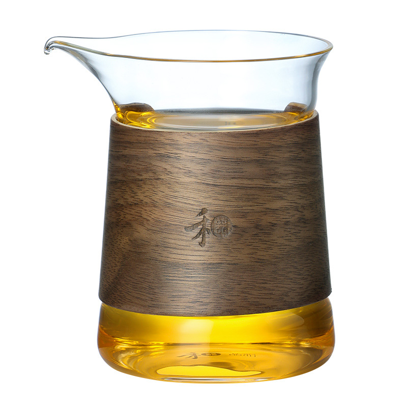 Cốc thủy tinh cao cấp Juyoujia Đài Loan Heqi Bộ tách trà dày chịu nhiệt độ cao Bộ lọc trà biển