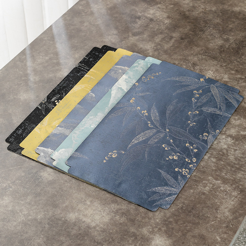 Thảm pha trà khô không thấm nước phong cách Trung Quốc Thảm trải bàn chống thấm nước vải lanh lót cốc trà dày lót bàn trà khô phụ kiện trà đạo