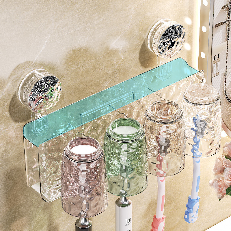 Cốc hút, giá để bàn chải đánh răng, dụng cụ nha khoa nhà vệ sinh gia đình không đục lỗ, giá để cốc đựng cốc đựng nước súc miệng treo tường, giá để bàn chải đánh răng điện