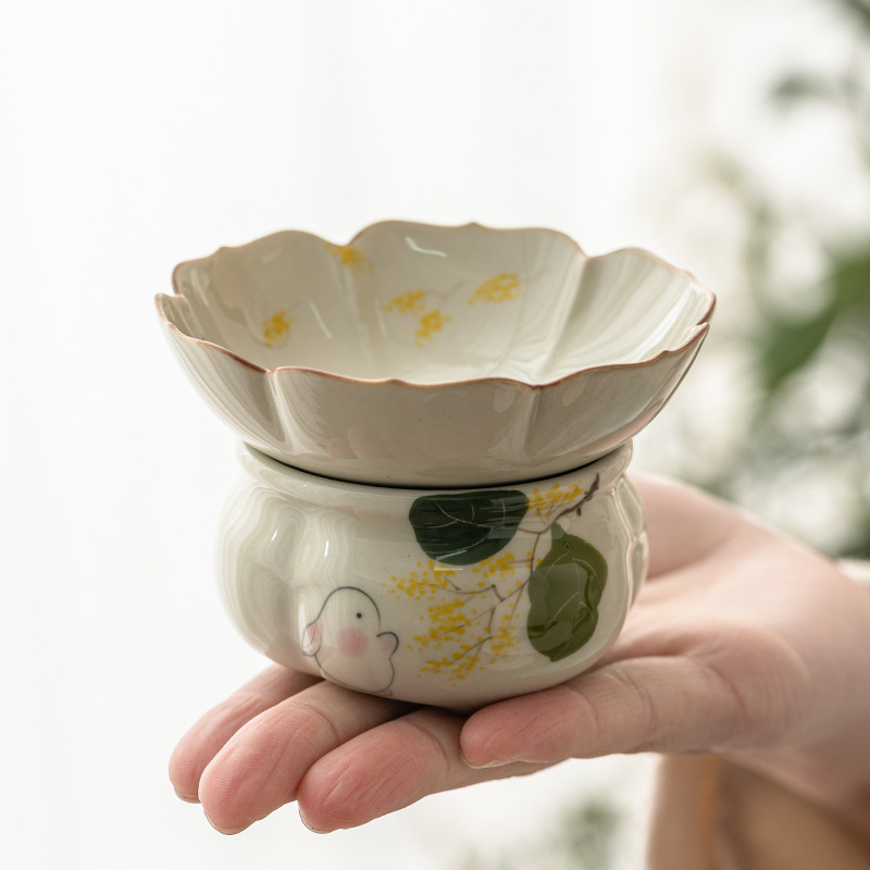 Bộ lọc trà thỏ bằng tay Golden Guiyue Bộ lọc trà gia dụng lưới lọc trà gốm sứ tách trà Phụ Kiện Bộ trà