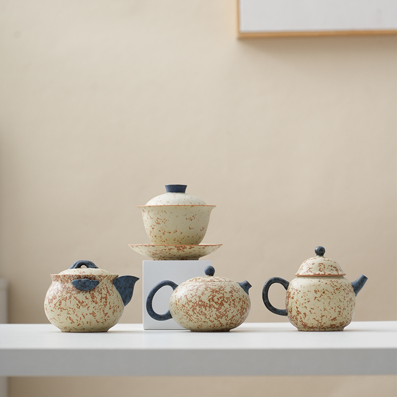 Ấm đá lửa đỏ Xi Shi một ấm hai chén bộ trà Kung Fu ấm pha trà gia dụng văn phòng bộ trà cao cấp họa tiết tặng quà