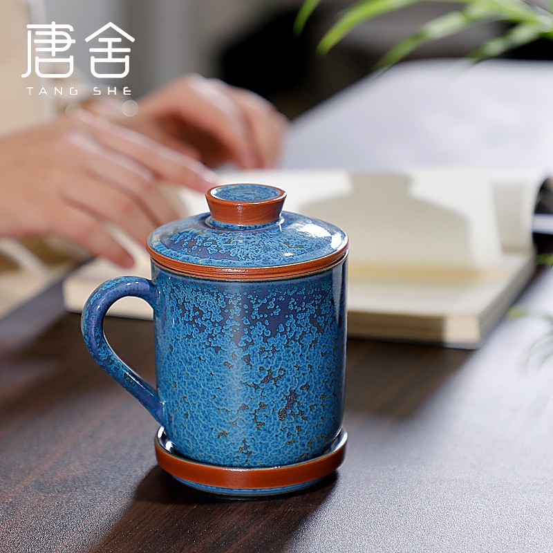 Tang She Zhang Jinxi Floating Jade Blue Jade Tea Tách tách trà cao cấp Cốc lọc nước văn phòng gốm sứ