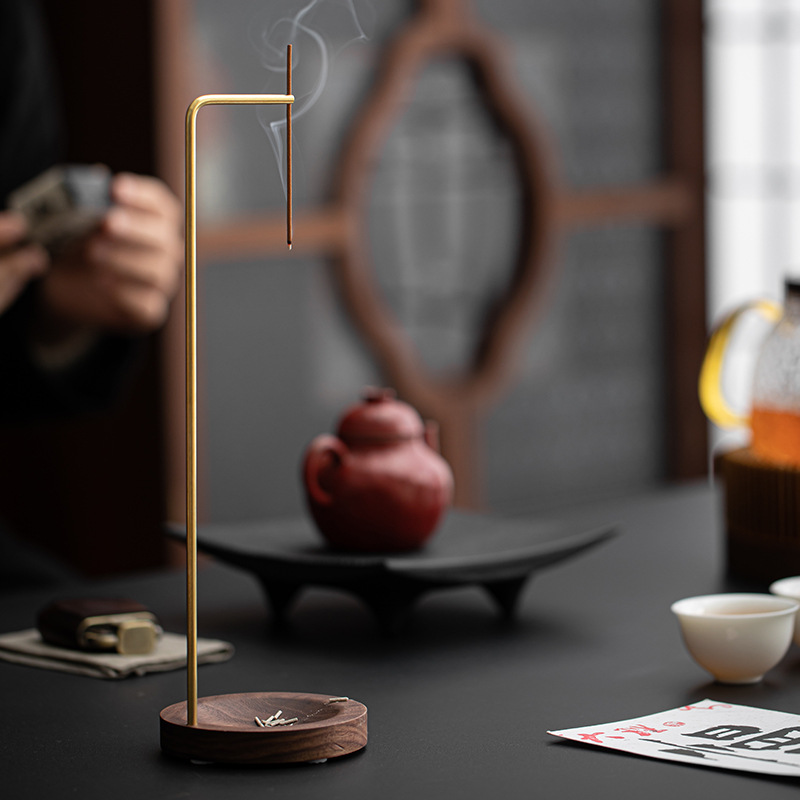 Lư hương treo ngược sáng tạo Gỗ Óc Chó ghế cắm hương gỗ đàn hương trong nhà phòng khách gia dụng Lư Hương Thiền đồ trang trí