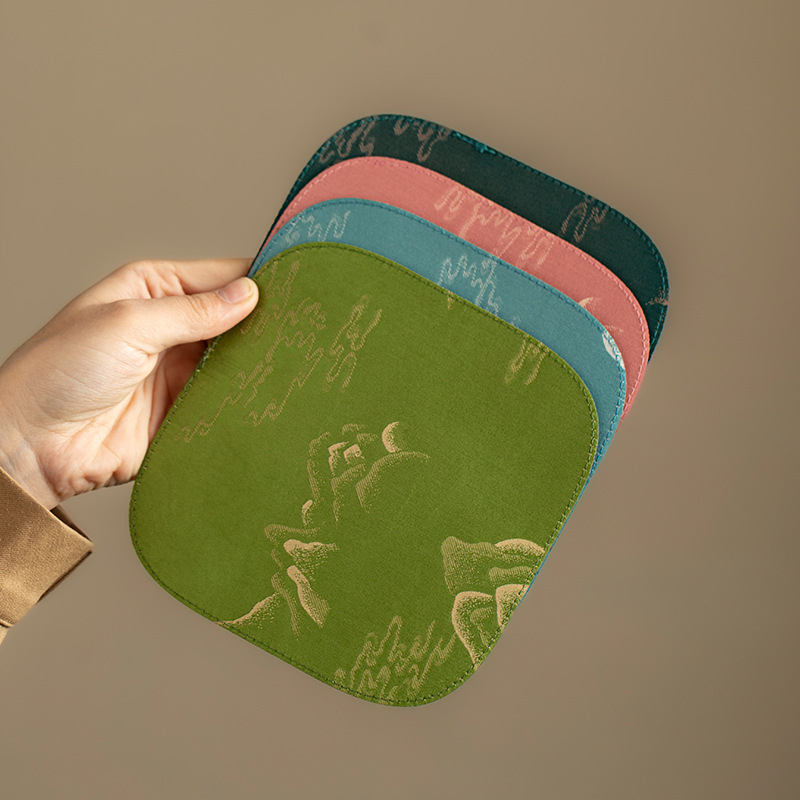 Giá đỡ nồi vuông Yuan Shan để sử dụng tại nhà, Thảm đựng ấm trà bằng vải, Tấm cách nhiệt chống va chạm kiểu Trung Quốc, Thảm tròn chống nước, Thảm chống trượt.