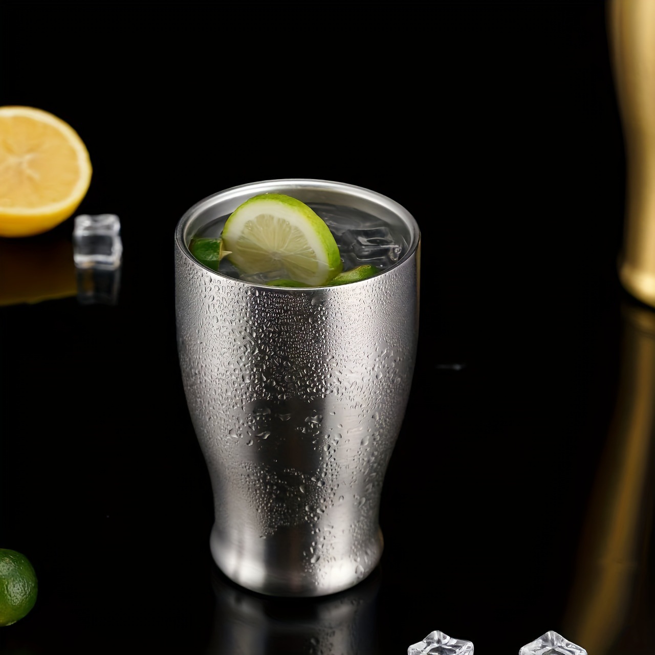 Ly bia kiểu Châu Âu inox 304 2 lớp TIBA12, ly cafe dáng thon gọn, ly nước inox 2 lớp cách nhiệt