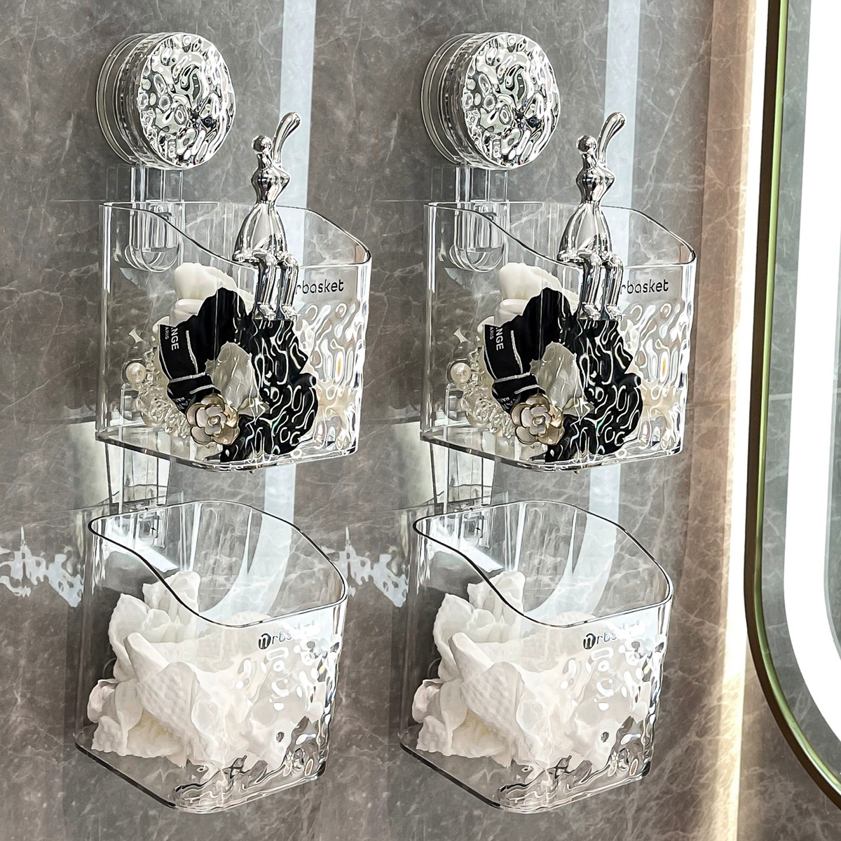 Cốc hút, khăn rửa mặt bỏ đi, hộp đựng đồ treo tường, giá để đồ, khăn lau mặt, giá để đồ, giỏ treo phòng tắm