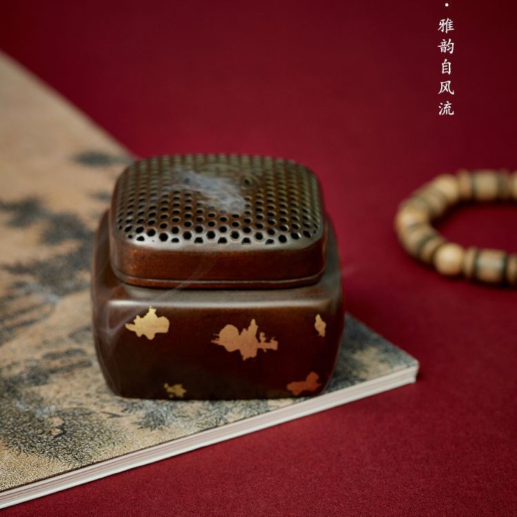 Lư hương bằng đồng nguyên chất, lư hương đĩa trầm hương, lư hương chữ hỷ nhỏ bằng đồng cổ trong nhà gia dụng, lư hương đàn hương Phật