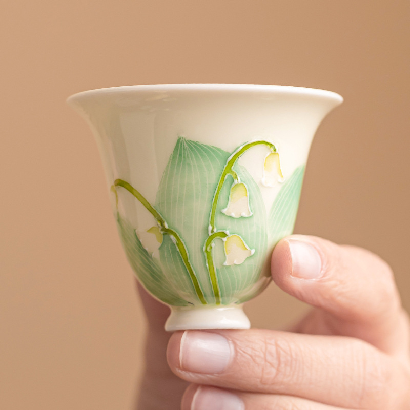 Cốc trà hoa huệ vẽ tay, cốc chủ nhân gốm sứ, cốc trà chuyên dụng cá nhân, bộ trà Kung Fu, cốc trà, cốc trà, cốc trà, cốc đơn