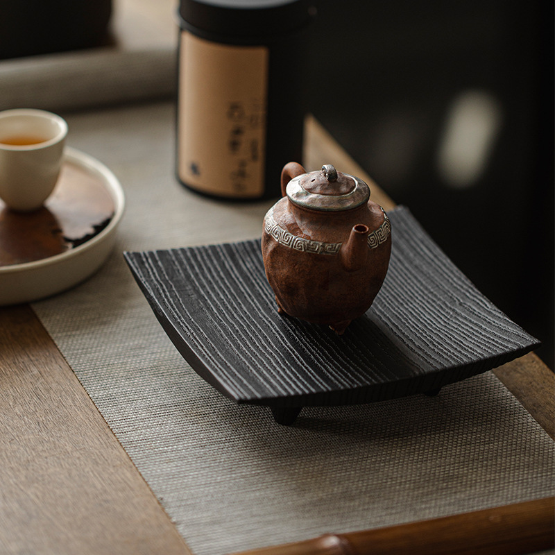 Bán buôn Bình đốt than bằng gỗ sáp trắng, Khay trà gỗ nguyên tấm phong cách Nhật Bản, khay đựng trái cây, khay đựng đồ giải khát