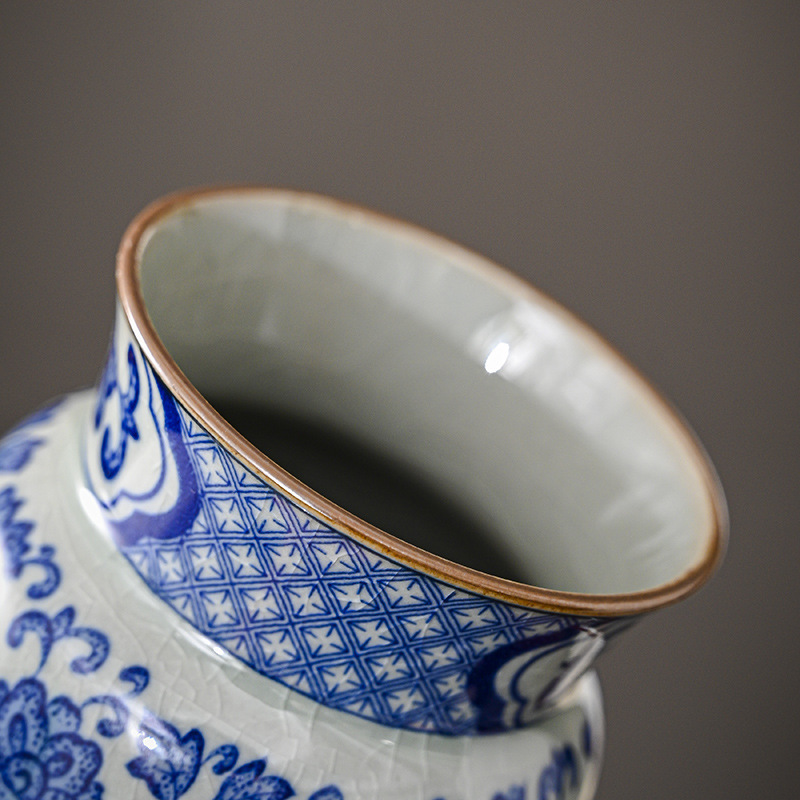 Trà đạo sứ trắng xanh sáu quý ông bộ dụng cụ trà Kung Fu phụ kiện bộ tranh phong cảnh dụng cụ pha trà gốm sứ kẹp dao pha trà