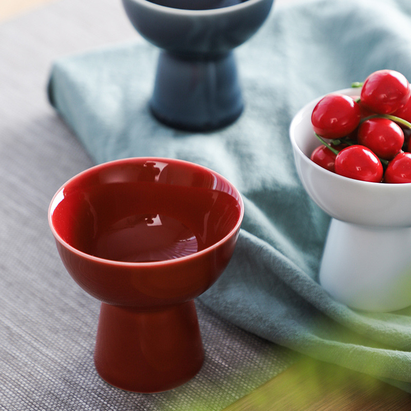 Đĩa giải khát chân cao gốm sứ Mini Đĩa trái cây trà đạo Bộ trà cổ điển Nhật Bản Bát bánh kẹo tráng miệng