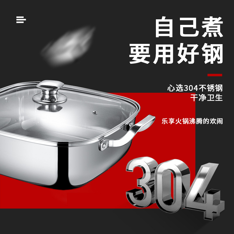 Nồi hấp vuông inox 304 mới dùng trong gia đình, khay hấp dày và nhiều lớp, hấp đa năng và nấu cơm