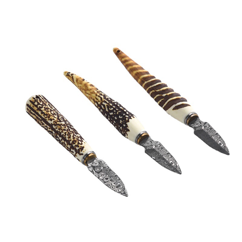 Bán buôn Dao trà Damascus Pu'er Dao trà hình nón hoa văn thép mở dao Trà Kim trượt dao Pu'er dao thủ công phụ kiện trà đạo