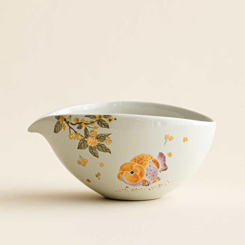 Cốc tách trà cá osmanthus vàng xám thực vật phong cách Trung Quốc dụng cụ tách trà gốm sứ gia dụng cốc trà đồng phục kiểu Trung Quốc phụ kiện bộ trà biển trà