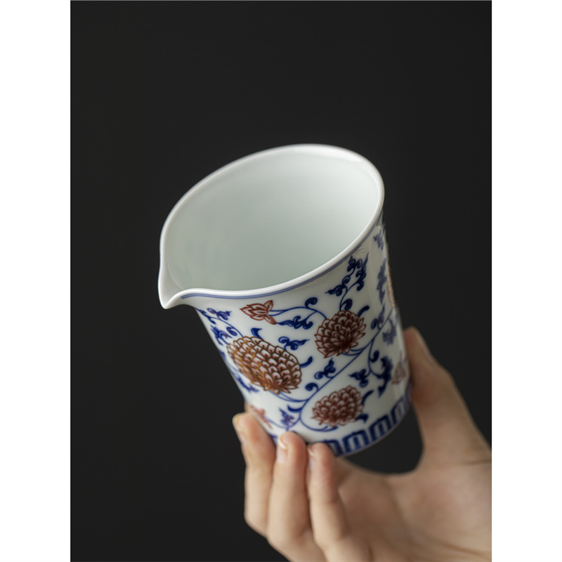 Cốc công bằng gốm cổ điển, trà sứ đỏ tráng men xanh trắng, dụng cụ pha trà, phụ kiện bộ trà Kung Fu, cốc đồng nhất không bị nóng