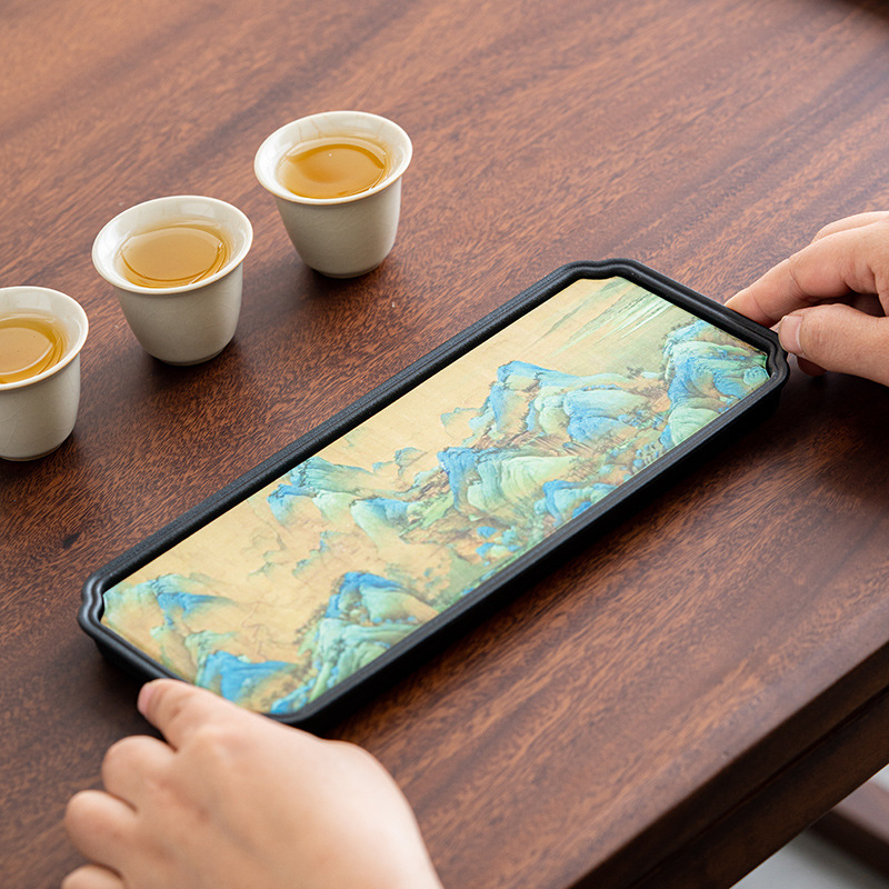 Khay pha khô hút nước cổ điển kiểu Trung Quốc khay trà gia dụng khay thoát nước hình chữ nhật nhỏ văn phòng khay đựng trà khay đựng ấm