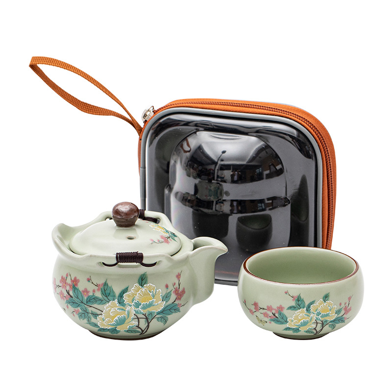 Đậu xanh Lò Dâm nắm tay ấm trà du lịch bộ trà du lịch du lịch ngoài trời chuyên dụng cá nhân một ấm một cốc nhanh cốc mở lát