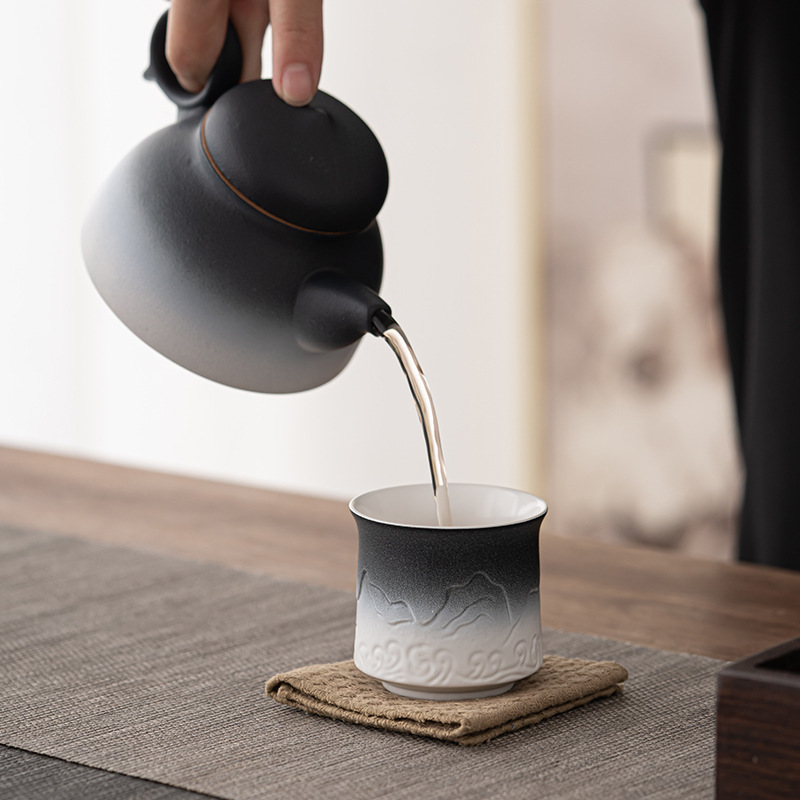 Cốc trà Gradient Shanhai View Cốc chủ nhân nhỏ bằng gốm thủ công cốc cá nhân cốc trà Kung Fu gốm thô cốc đơn