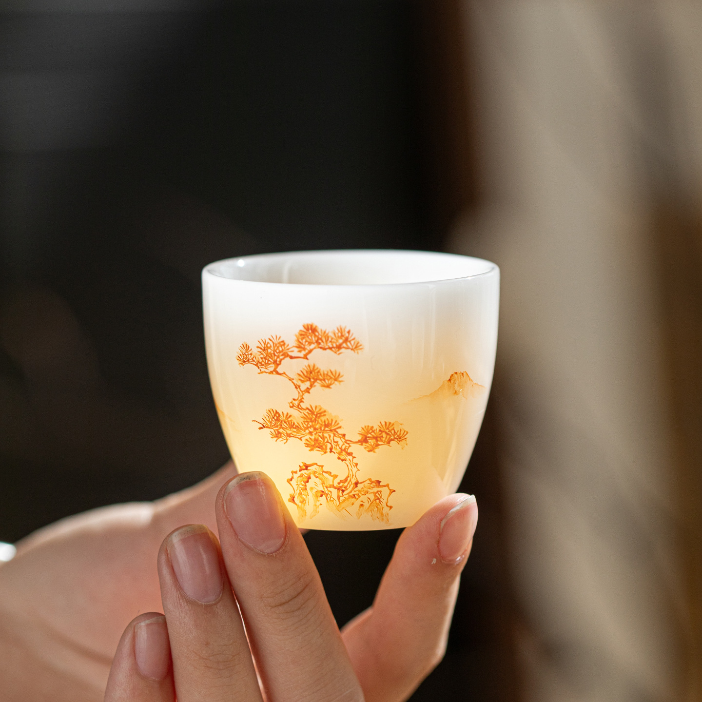 Bộ dụng cụ pha trà bằng tay ngọc bích bằng tay Gong Hong Fortune Bộ ấm trà sứ trắng Dehua tách trà đồ pha trà quà lưu niệm