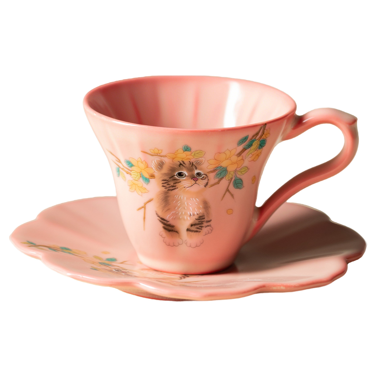 Bột thạch mỡ lợn Bộ cốc cà phê Ru Hu Wan cốc sứ vẽ tay gia dụng cốc uống nước chuyên dụng cho nữ công sở tặng quà