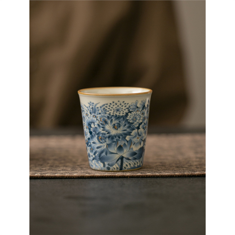 Cốc chủ nhân Ruyao Jinwanhua cốc trà cốc trà cao cấp cốc trà đơn gốm sứ chuyên dụng cá nhân cốc trà