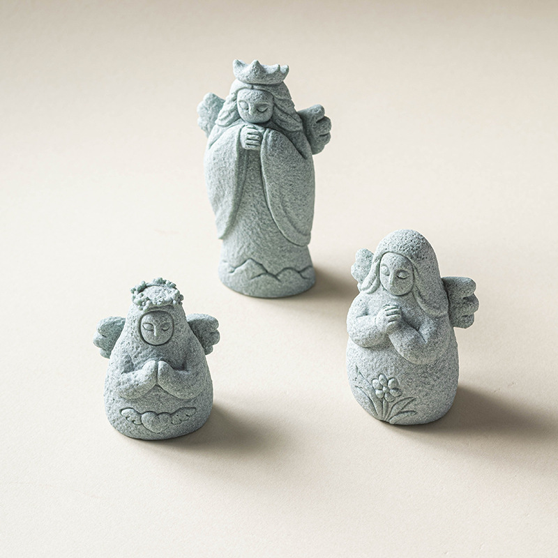 Đá sa thạch xanh sáng tạo đồ trang trí nhỏ vật nuôi trà nữ thần Hailiya đồ trang trí cảnh quan phong cách Trung Quốc trang trí phòng khách để bàn