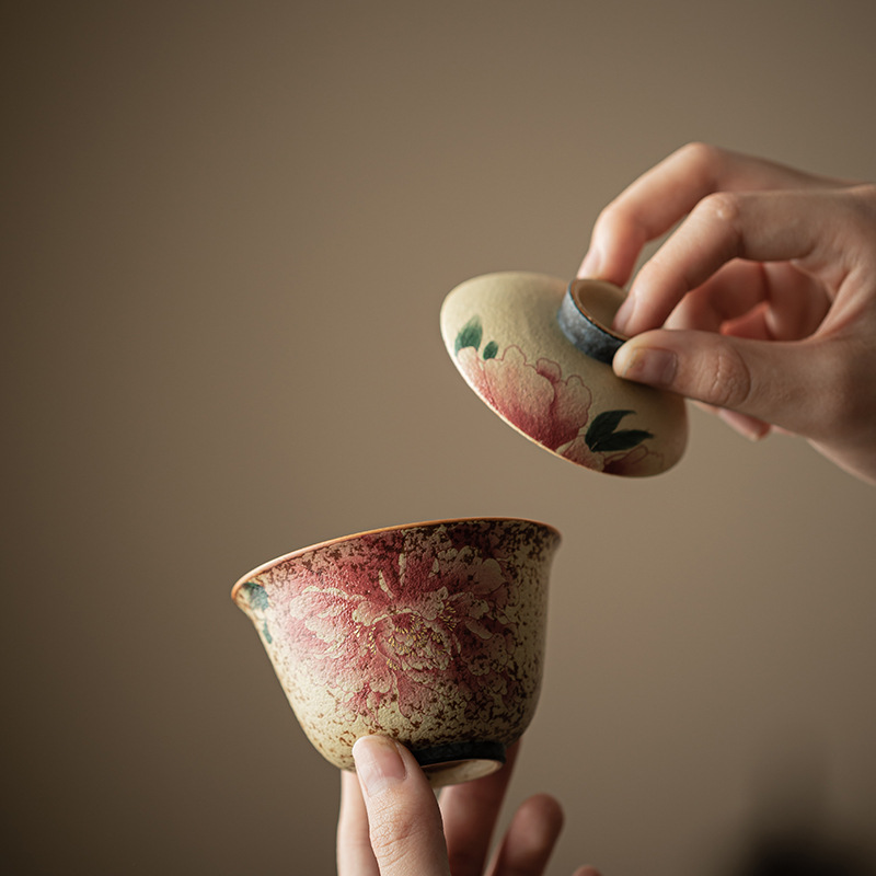 Bát có nắp ba mảnh màu xanh và trắng, kiểu cổ, màu sắc và hương thơm dân tộc, bát pha trà gia dụng, kích thước lớn có nắp, hộp quà tặng tách trà.