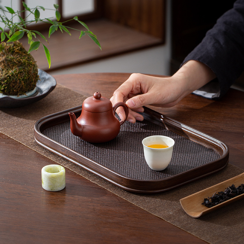 Khay màu bộ ấm trà khay trà khay nướng đĩa bánh mì trái cây khay bánh mì hình tròn hình chữ nhật tre trúc gỗ rắn để đồ