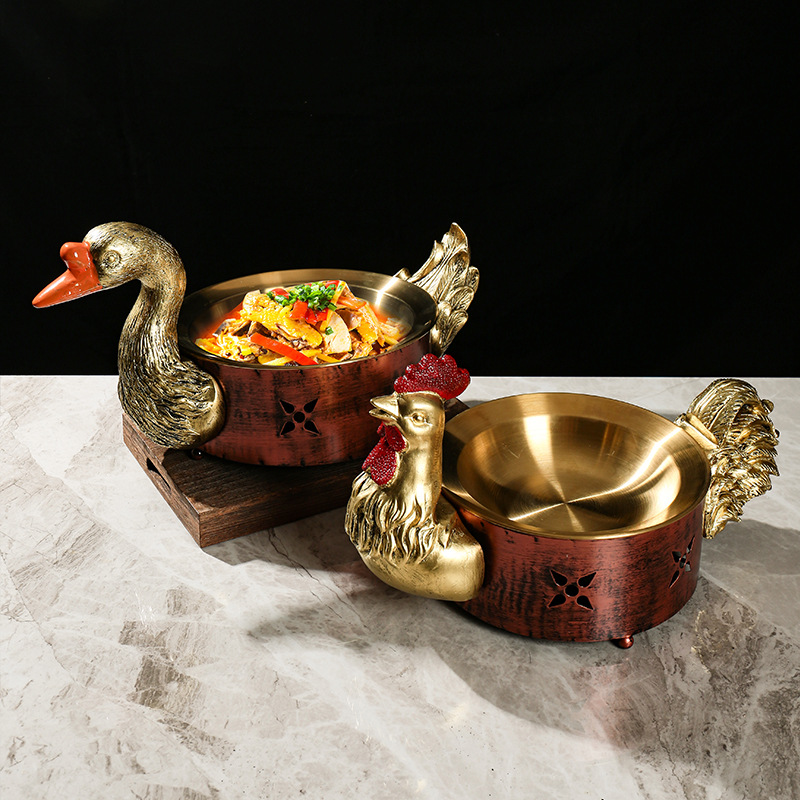 Đặc điểm sáng tạo của khách sạn, vịt lớn, ngỗng, rượu, tâm trạng thương mại, bộ đồ ăn, đĩa đặc biệt cho gà đĩa lớn bằng thép không gỉ