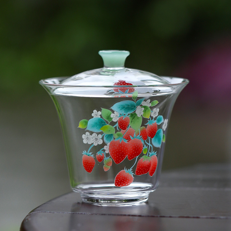 Cốc pha trà có nắp thủy tinh bình cầm tay chống bỏng cỡ lớn dụng cụ pha trà Kung Fu kiểu Nhật một chiếc trong suốt Dụng cụ pha trà