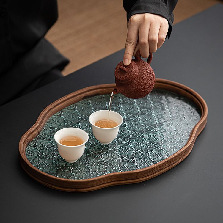 Nhà Máy Bán buôn Khay trà thủy tinh kiểu Nhật Khay trà tre cổ điển Khay lưu trữ đồ ăn nhẹ trái cây phòng trà gia dụng đơn giản