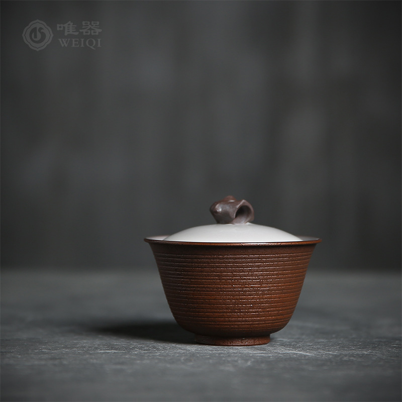 Bộ trà Kung Fu gốm sứ Wu Junquan làm thủ công Xuan Shi Er Cai có nắp bát đơn gia dụng pha trà đá bát nhỏ