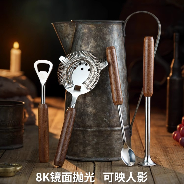 Dụng cụ pha trà chanh bằng tay bằng thép không gỉ, búa đá nghiền, thanh ép trái cây, bộ lọc đá, thìa rượu, dụng cụ mở chai