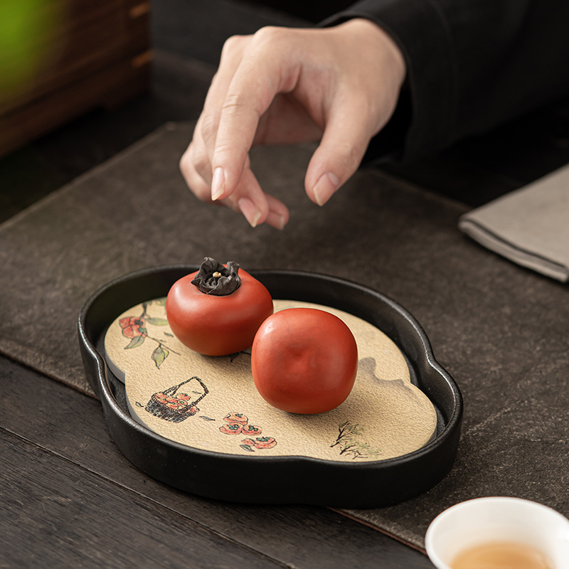 Ấm hút gốm đen, trà khô nhanh gia dụng, Khay trà bàn pha khô cỡ nhỏ, Khay trà, phụ kiện Bộ trà Kung Fu