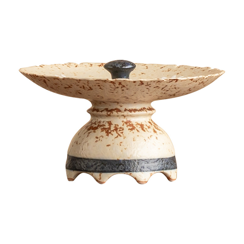 Đế lư hương bằng sứ đỏ màu xanh và trắng chạm khắc vàng vẽ tay ổ cắm hoa cúc nhỏ phụ kiện trà đạo chống tro trong nhà